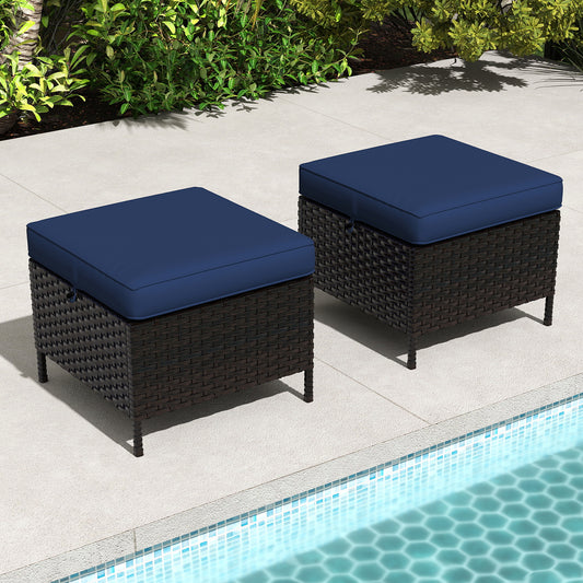M67-PATIO WICKER OTTOMAN