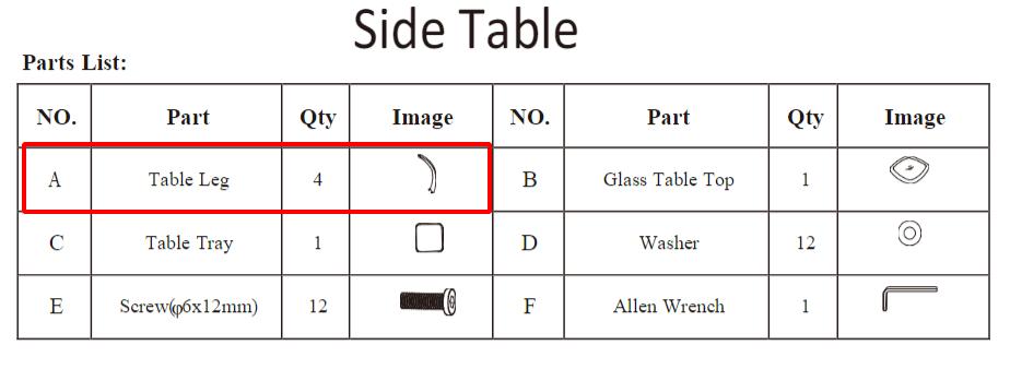 Meetsunny M73 Replacement Parts - Table Leg (Model #A)