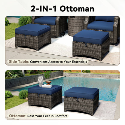 M74-PATIO WICKER OTTOMAN