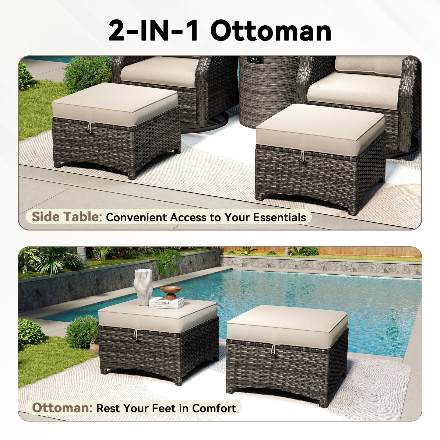 M74-PATIO WICKER OTTOMAN