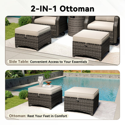 M74-PATIO WICKER OTTOMAN