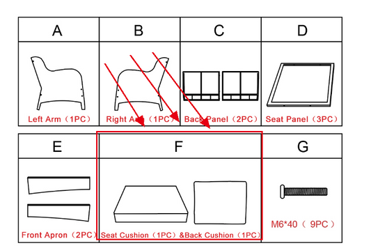 Meetsunny M75 Replacement Parts - Seat Cushion & Back Cushion (Model #F)