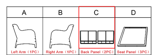 Replacement Parts: Patio Wicker Sofa M75 Back Panel 1PC, Modle: M75. Part Number: C