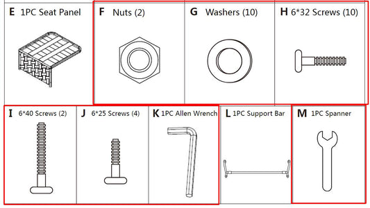 Meetsunny M85 Replacement Parts -  Hardware Pack(Model# F G H I J K M)