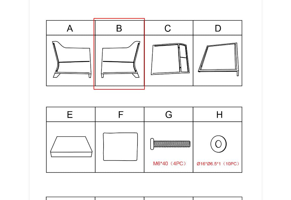 Replacement Parts: Outdoor Ottomans for Patio Set of 2 Model: MA01, Part Number: #B