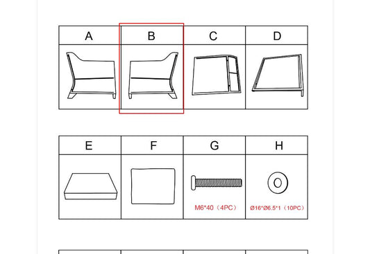 Replacement Parts: Outdoor Ottomans for Patio Set of 2 Model: MA01, Part Number: #B