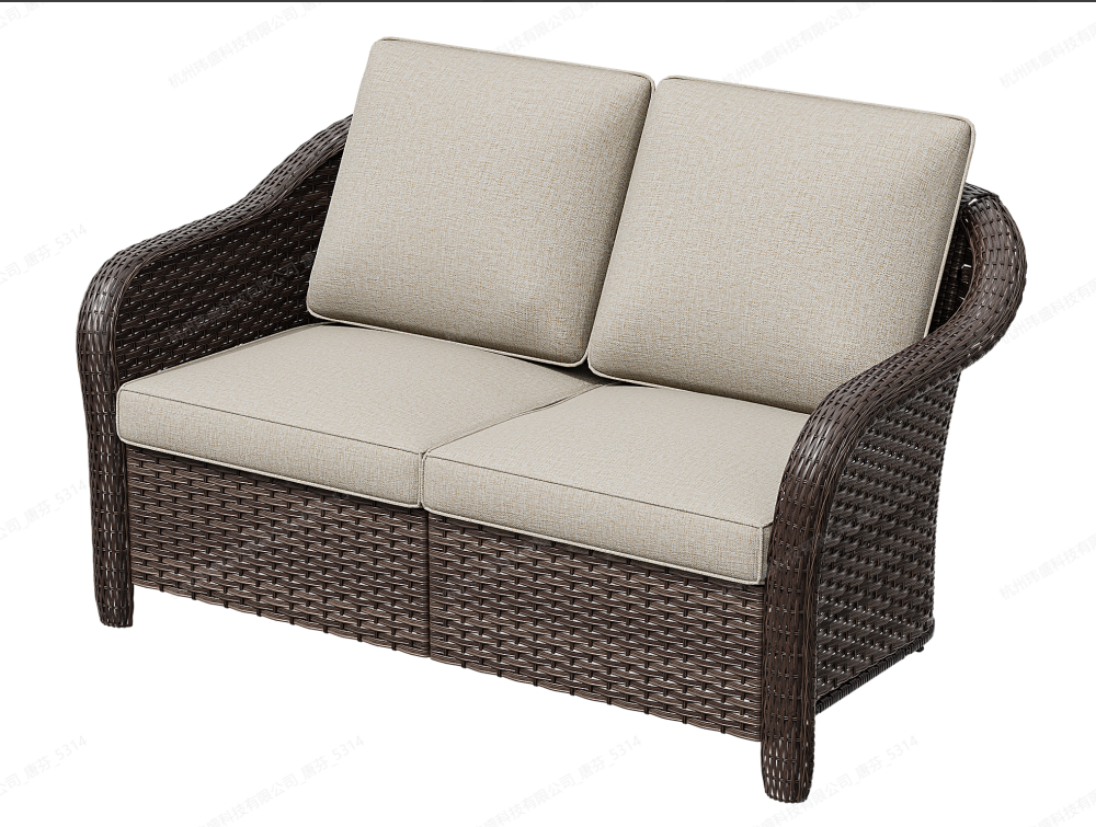 MA06-BGE-A2-HACL+MA06-DKB-B6-HACL #PATIO WICKER SOFA