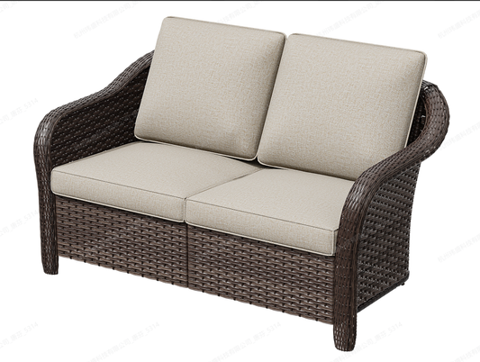 MA06-BGE-A2-HACL+MA06-DKB-B6-HACL #PATIO WICKER SOFA