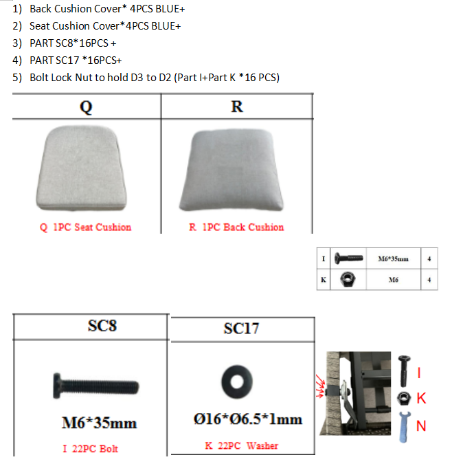 MA06-4 Half Round Rattan Swivel Chairs Accessories