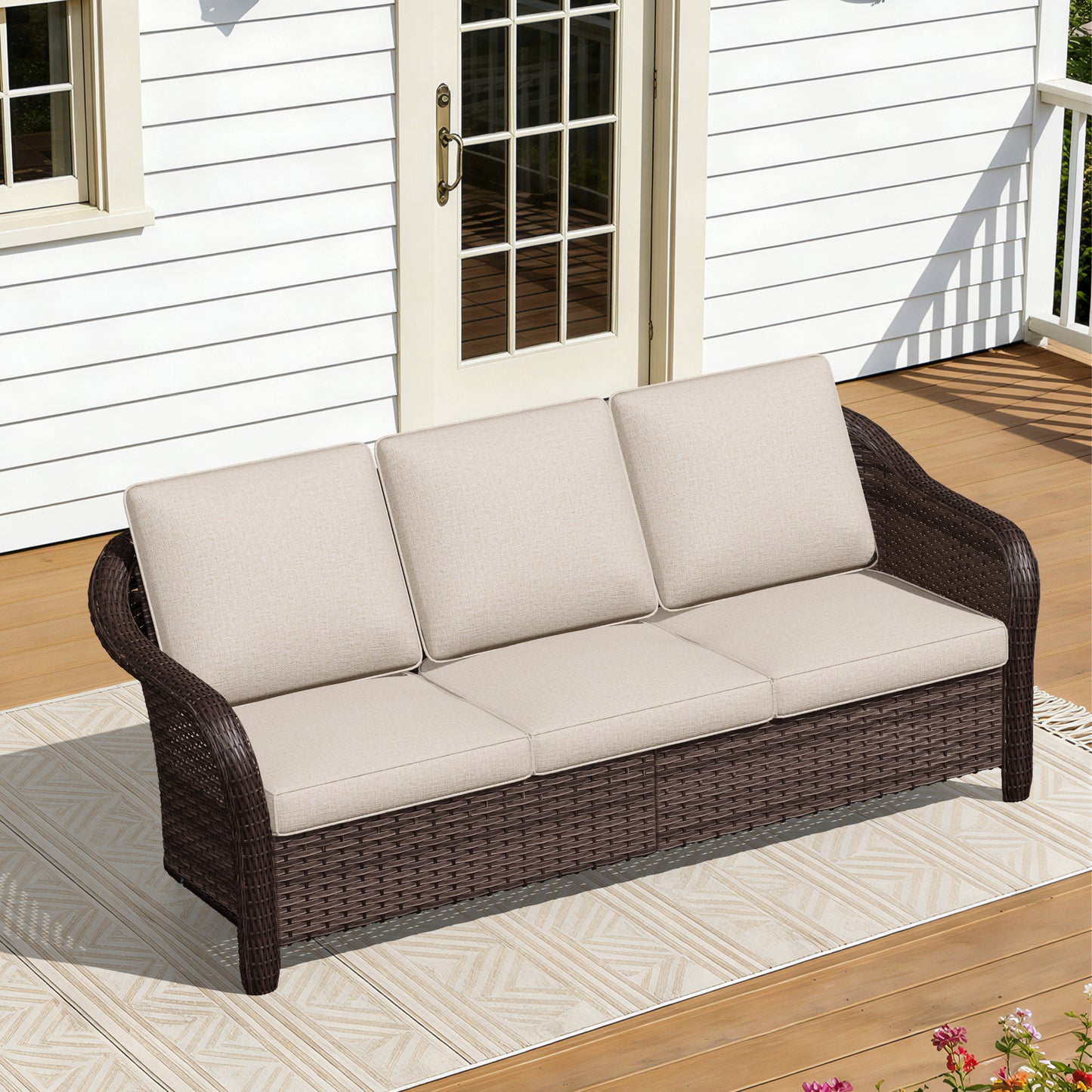 MA06 PATIO WICKER SOFA # MA06-BGE-A1-HACS + MA06-DKB-B5-HACS