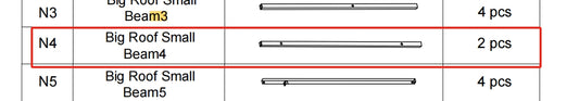 Meetsunny A05 Replacement Parts - Big Roof Small Beam 4 (Model #N4)