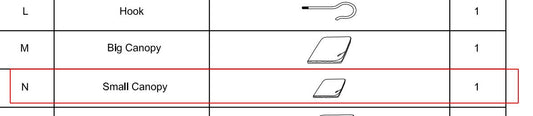 Meetsunny E09 Replacement Parts - Small Canopy (Model #N)