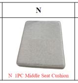Meetsunny MA06-A1 Replacement Parts - Middle Seat Cushion Cover (Model# N)