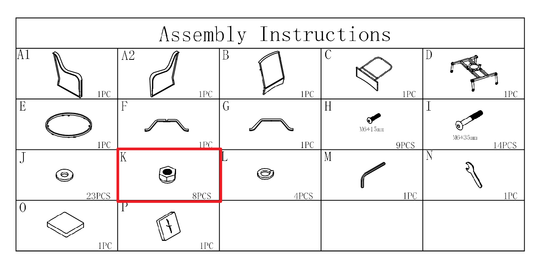 Meetsunny M01 Replacement Parts -Nuts  (Model #K)