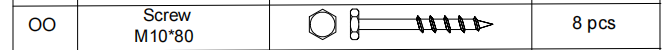 Meetsunny A25 Replacement Parts - Screw M10*80 (Model #OO)