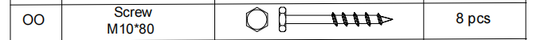 Meetsunny A25 Replacement Parts - Screw M10*80 (Model #OO)
