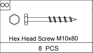 Meetsunny A31 Replacement Parts - Hex Head Screw M10x80 (Model OO)