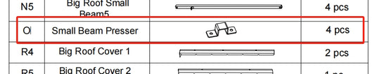 Meetsunny Replacement Parts: Double Roof Hardtop Gazebo Series A05-Small Beam Presser, Model: A05, Part Number: #O
