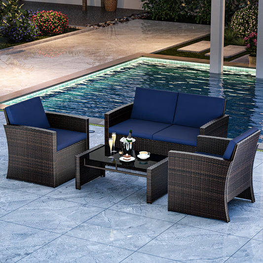 P06B-DKB-4PST4 PIECES SOFA & TABLE SET GLIDER