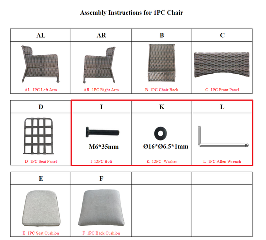 Meetsunny MA096 Replacement Parts - Hardware Pack