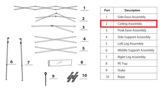 Meetsunny K02 Replacement Parts - Ceiling Assembly (Model #2)
