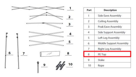 Meetsunny K02 Replacement Parts - PE Top (Model #8)