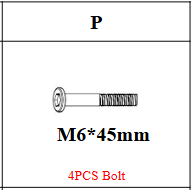Meetsunny MA11-TM81 Replacement Parts - 4PCS Bolt, M6*45mm (Model#P)