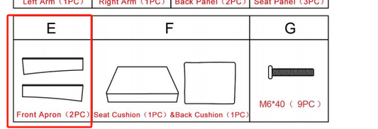 Meetsunny Replacement Parts: Patio Wicker Sofa M75-Front Apron, Modle: M75. Part Number: E
