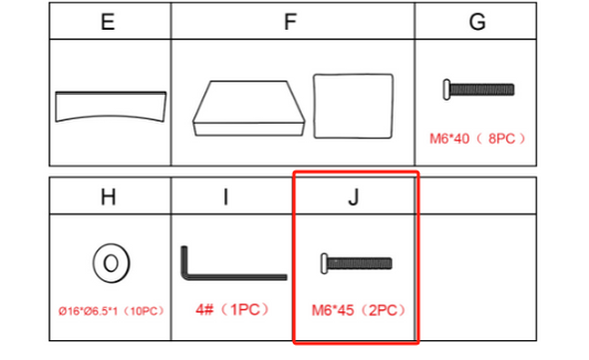 Replacement Parts: Patio Wicker Sofa M08-Part J ( M6*45 Screws),  Model: M08.  Part Number:#J