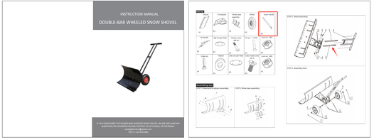 Yardsight DOUBLE-BAR WHEELED SNOW SHOVEL Replacement Parts - Down Handle (Model #5)