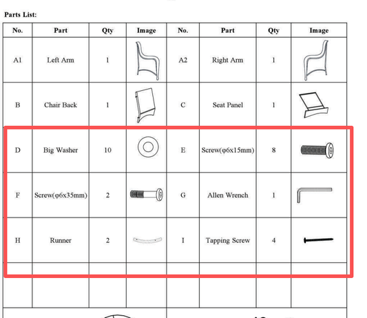 Meetsunny M11 Replacement Parts-Hardware Pack (Model #M11)