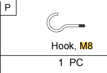 Meetsunny C16 Replacement Parts - Hook, M8 (Model #P)