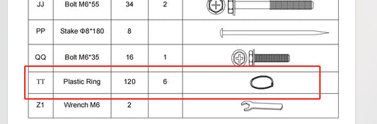 Meetsunny Replacement Parts: Double Roof Hardtop Gazebo Series A04-Plastic Ring, Model: A04, Part Number: #TT