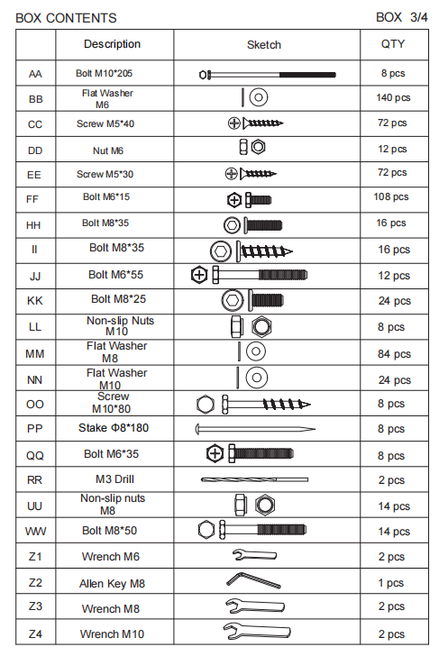 Meetsunny A03 Replacement Parts - Hardware Pack