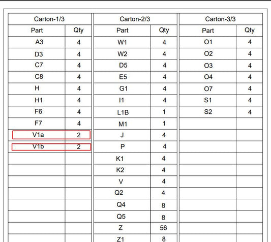 Replacement Parts:  Aluminum Patio Hardtop Gazebo, Model: A41. Part Number: V1a(2pcs),V1b(2pcs)