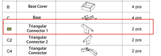 Meetsunny Replacement Parts: Double Roof Hardtop Gazebo Series A03-Triangular Connector 1, Model: A03, Part Number: C1