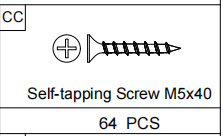 Meetsunny A31 Replacement Parts - Self-tapping Screw M5x40 (Model CC)