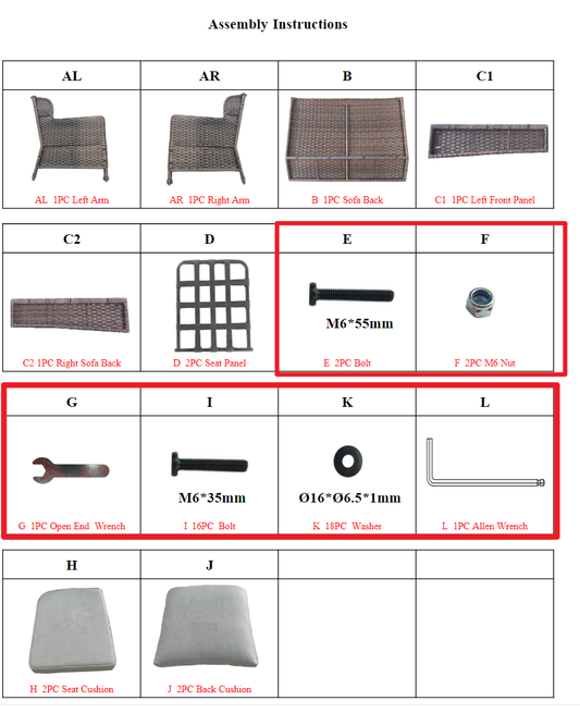Meetsunny MA092 Replacement Parts - Hardware Pack