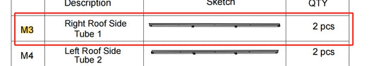 Meetsunny Replacement Parts: Double Roof Hardtop Gazebo Series A05-Right Roof Side Tube 1, Model: A05, Part Number: #M3
